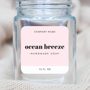 Modern minimal pink square product label
