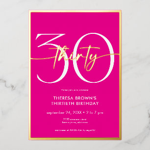 Modern Minimal Pink Thirty Script Birthday