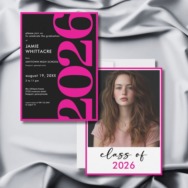 Modern Minimal Pink Typography Graduation Party Invitation (Modern Minimal Pink Typography Graduation Party Invitation)