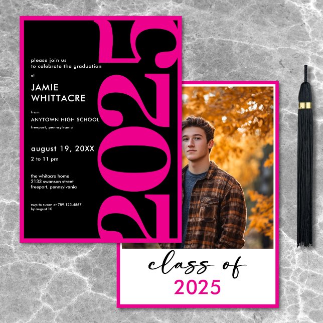 Modern Minimal Pink Typography Graduation Party Invitation (Modern Minimal Pink Typography Graduation Party Invitation)