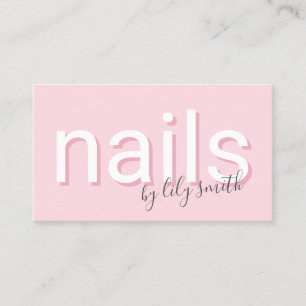 Modern minimal pink typography nails business card