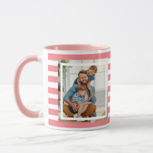Modern minimal Pink & White Stripes 2 photo Mug