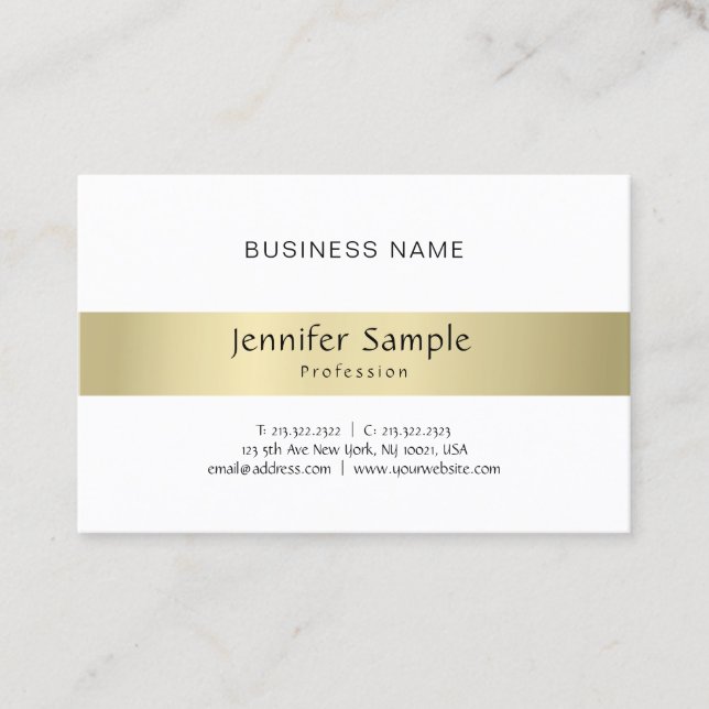 Modern Minimal Plain Professional Elegant Gold Business Card (Front)
