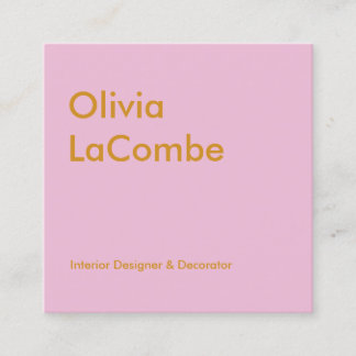 Modern minimal plain simple elegant pink and brown square business card