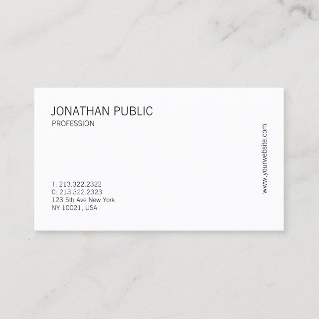 Modern Minimal Professional Elegant White Simple Business Card (Front)