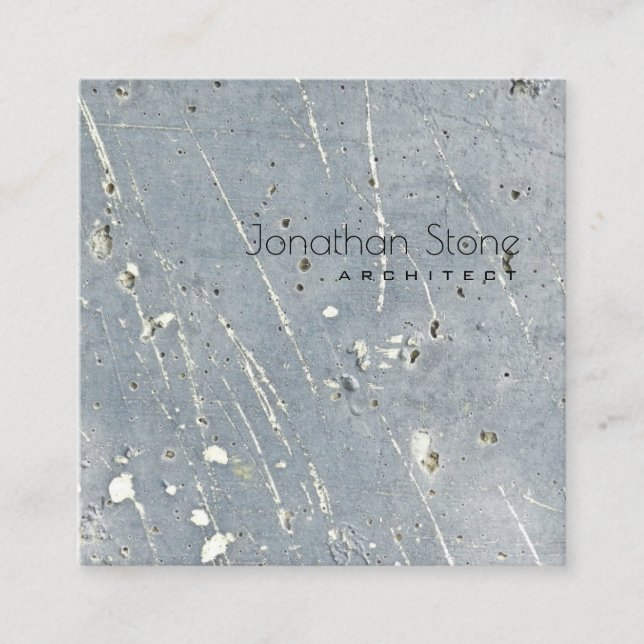 Modern Minimal Professional Grey & White Concrete Square Business Card (Front)