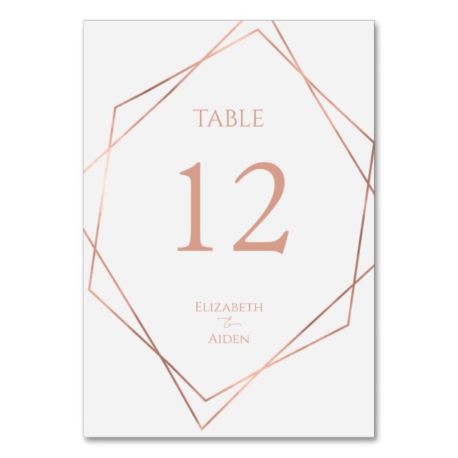 Modern, minimal, pur, white, rosegold (imitat)  table number (Front)