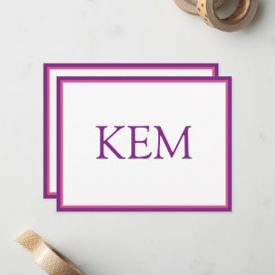 Modern Minimal Purple and Pink Monogram Card