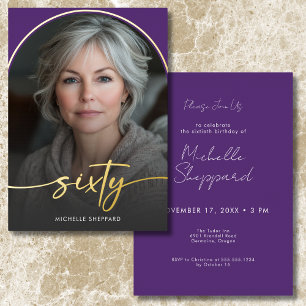 Modern Minimal Purple Arch Sixtieth Birthday