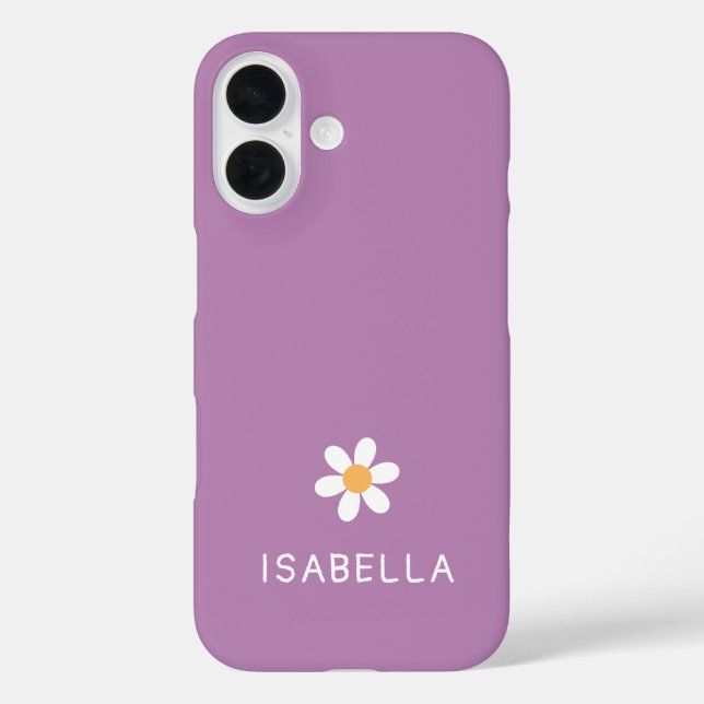 Modern Minimal Purple Daisy Name Girl Case-Mate iPhone Case (Back)
