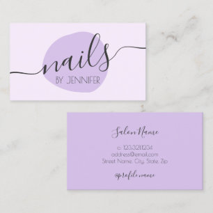Modern minimal purple nails business card