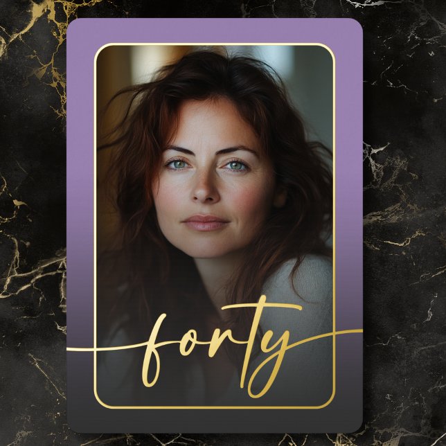 Modern Minimal Purple Photo Fortieth Birthday (Modern Minimal Purple Photo Fortieth Birthday Foil Invitation)