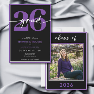 Modern Minimal Purple Script Graduation Party Invitation