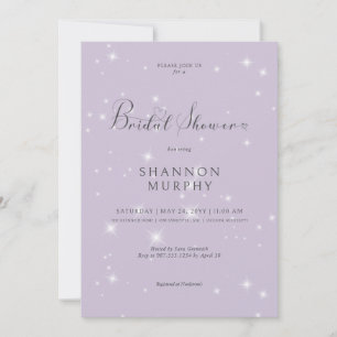 Modern Minimal Purple Sparkle Bridal Shower Invitation