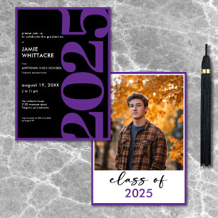 Modern Minimal Purple Typography Graduation Party Invitation