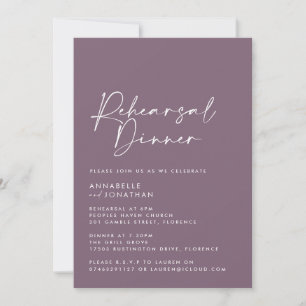 Modern Minimal purple Wedding Rehearsal Dinner Invitation