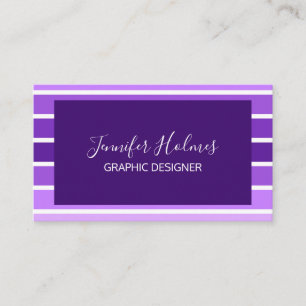 Modern Minimal Purple White Stripes Business Card