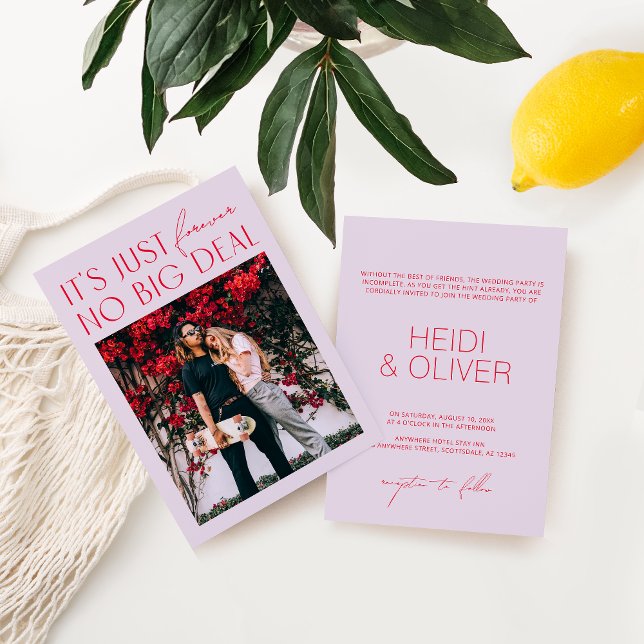 Modern Minimal Purples Digital Photo Wedding Invit Invitation (Creator Uploaded)