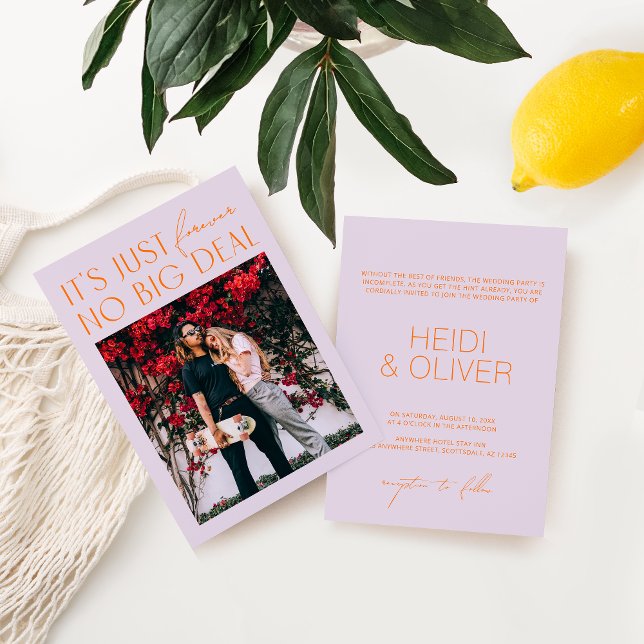 Modern Minimal Purples & Vibrant Orange Wedding In Invitation (Creator Uploaded)