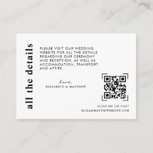 Modern Minimal QR Code Scan   Wedding Details Enclosure Card