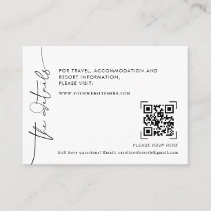 Modern Minimal QR Code Scan   Wedding Details  Enclosure Card