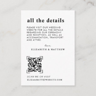 Modern Minimal QR Code Scan Wedding Details Enclosure Card