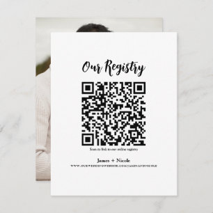 Modern Minimal QR Code Scannable Wedding Registry Invitation