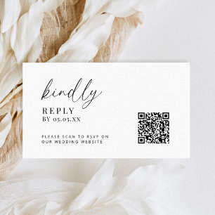 Modern Minimal QR Code Wedding Kindly Reply Enclosure Card