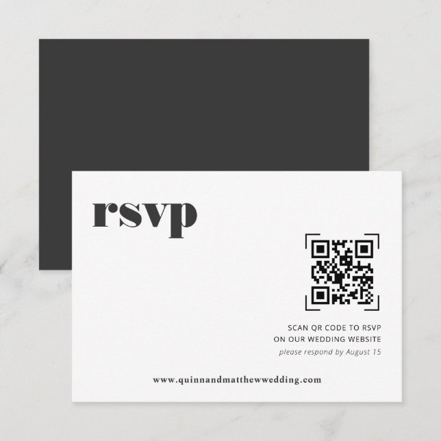 Modern Minimal | QR Code Wedding RSVP Card (Front/Back)