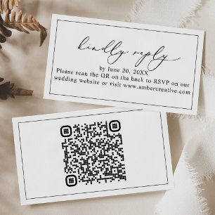 Modern Minimal QR code Wedding RSVP Enclosure Card