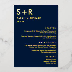 Modern Minimal REAL FOIL Elegant Menu Card