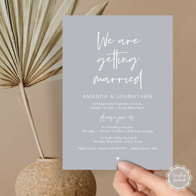 Modern Minimal Reception, "We are getting married" Invitation (Modern Minimal Reception, We are getting married Invitation Card in Chill Grey)