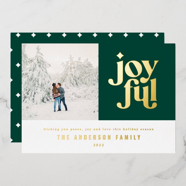 Modern minimal red Christmas  Foil Holiday Card (Front/Back)