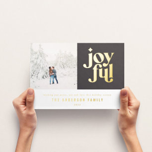 Modern minimal red Christmas typography Foil Holiday Card