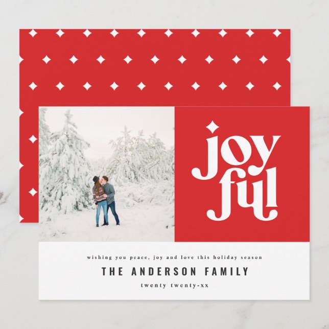 Modern minimal red Christmas typography Holiday Card (Front/Back)