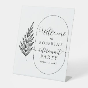 Modern Minimal Retirement Party Welcome Pedestal Sign