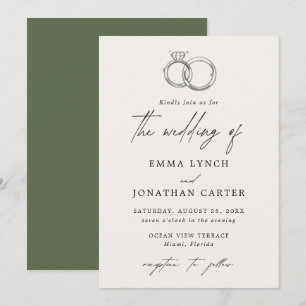 Modern Minimal Rings Wedding Invitation