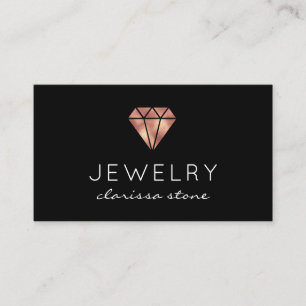 Modern minimal rose gold & black jewellery business card
