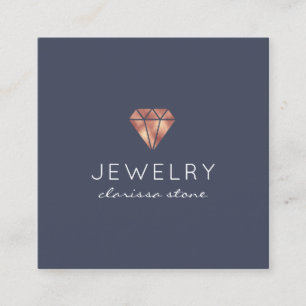 Modern minimal rose gold jewellery square business card