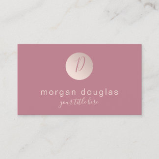 Modern minimal rose gold pink monogram business card