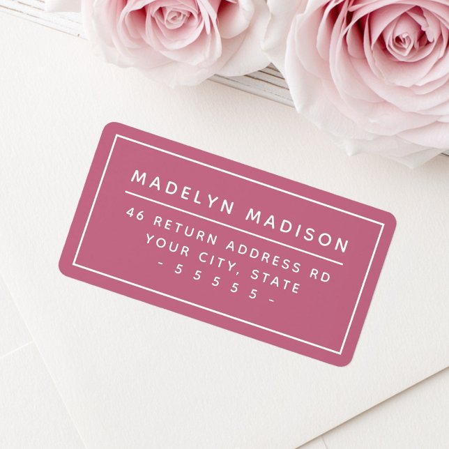 Modern minimal rose mauve return address label (Modern minimal rose mauve return address label)