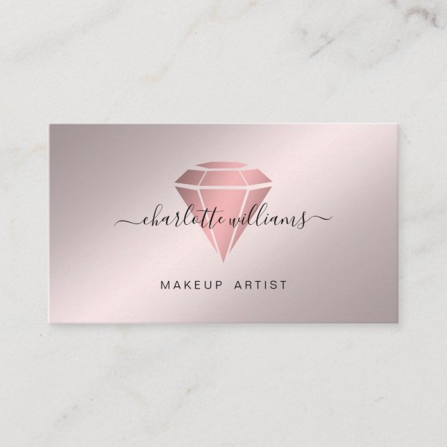 Modern Minimal  Rosegold Diamant Salon    Business Card (Front)