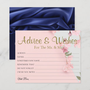 Modern Minimal Rosy Wedding Advice Wishes Cards
