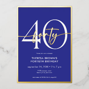 Modern Minimal Royal Blue Forty Script Birthday