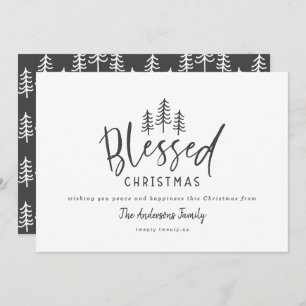 Modern minimal rustic farmhouse blessed Christmas Holiday Card