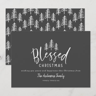 Modern minimal rustic farmhouse blessed Christmas Holiday Card