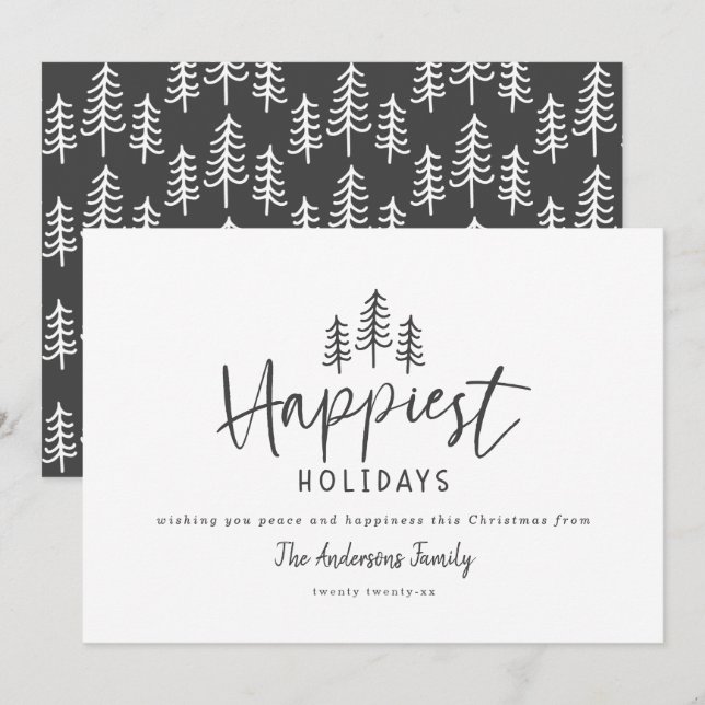 Modern minimal rustic farmhouse Christmas happy Holiday Card (Front/Back)