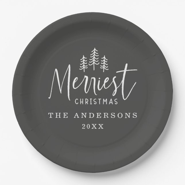 modern minimal rustic multi photo classic  paper plate (Front)