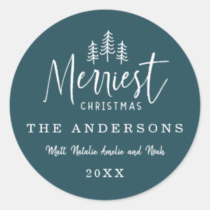 modern minimal rustic multi photo classic round sticker