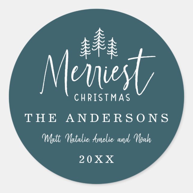 modern minimal rustic multi photo classic round sticker (Front)